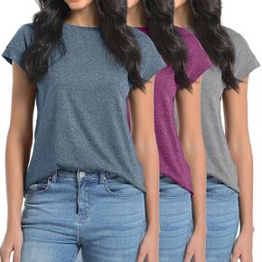 Ovesport 3 Pack Women Summer T قمصان Tops العصرية الأزياء الأساسية المحملات الأساسية تجريدة تجريب الربيع شاطئ الملابس ملابس الملابس