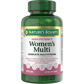 Nature's Bounty High Potency Women’s Complete Multivitamin, Daily Vitamin with Vitamin C, Supports Heart Health & Immune Function, Essential Nutrition for Women, 120 Caplets