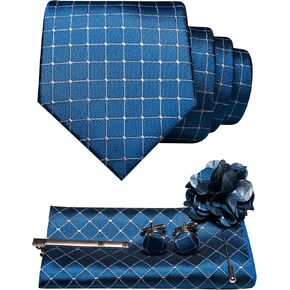 Mens Tie and Lapel Pin Necktie Pocket Square Cufflinks and Tie Clip Sets for Business Casual 5PCS