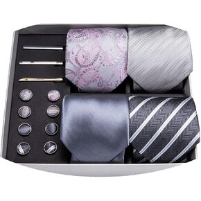 Barry.Wang Designer Mens Tie Sets Collection ، مجموعة Clips Clips Clips Cluflink Elegnt