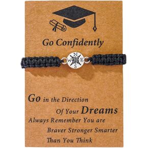 Graduation Compass Bracelet for Her Him,Class of 2025,Personalized Graduation Gifts for College/Nursing/Masters Degree/High School/8th Grade/5th Grade