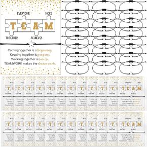 24 Set Team Appreciation Bracelets Gifts Inspirational Beaded Bracelets Bulk Adjustable Wish Motivational Friendship Bracelets with Thank You Cards Bags for Employee Staff Team Prizes