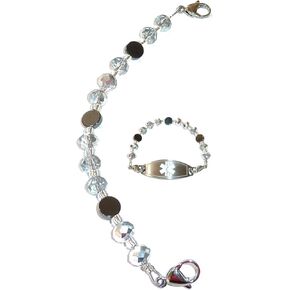 Hidden Hollow Beads Women's Artistic 6.5 or 5.5 inch long Medical Alert ID Interchangeable Replacement Bracelet, Identification Vital info tag