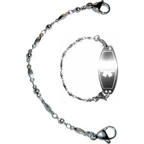 Hidden Hollow Beads 6.5 or 5.5 inch Stainless Steel Women's Medical Alert ID Interchangeable Replacement Bracelet, Identification vital info tag
