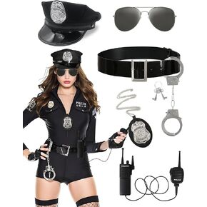 ملحقات أزياء شرطة Cicoci Women Hat Hat Walkie Talkies شارة Sunglass Sunglass Adult Cop Assume