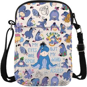 Donkey Quote Crossbody Bag WDW Cartoon Character Messenger Bag Donkey Lover Gift My Eyes Are Open But My Mind Is Aslee Gift