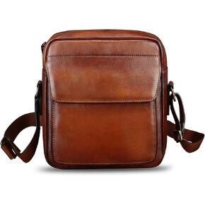 IVTG Genuine Leather Messenger Bag for Men Crossbody Shoulder Bag Satchel Casual Sling Daypack Work Business Daily Purses