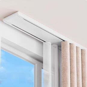 98.4"L Double Row Curtain Tracks, Heavy Duty Drop Curtain Rails, Aluminum Alloy Ceiling Drape Track Set, for Living Room Bedroom Hospital, White