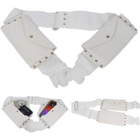 Top-Selling Ahram Ihram Belt for Hajj & Umrah – Free Size Adjustable, Anti-Theft with Button Pockets & Phone Holder, Fits Up to 51" Waist, White
