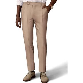 PJ PAUL JONES Mens Linen Dress Pants Casual Slim Fit Expandable Wasit Pleated Front Trousers