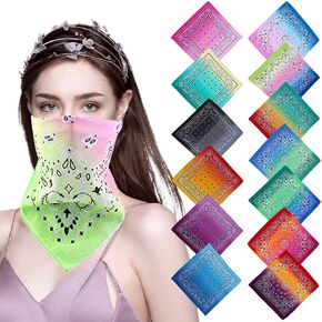 12 Pack Tie Dye Bandans Cotton Paisley Bandana Handkerchief Headbands Cowboy Tie Dye bandanas for Men and Women (Gradient-colors)
