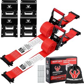 Wheel Chock Tie Down Kit, Heavy Duty Trailer Tire Straps Kit for ATV, UTV, Lawn Mower, 4,400lb Max Break Strength
