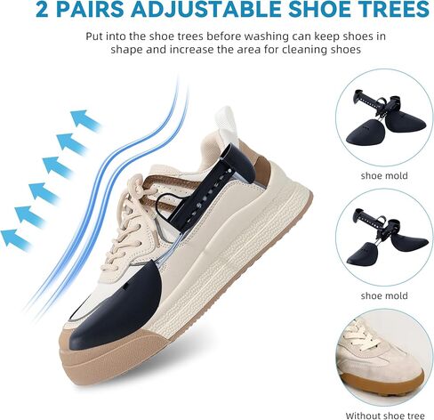 2 Pcs Shoe Washing Machine Bags - Laundry Shoe Bags for Washer and Dryer, Reusable Tennis Shoe Washing Bag, Microfiber Cleaning Bags, Includes Adjustable Shoe Trees in Kuwait