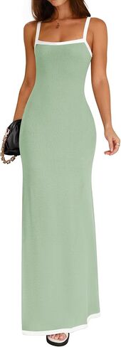 ZESICA Women's 2025 Summer Spaghetti Straps Maxi Dress Sleeveless Square Neck Lightweight Long Beach Dresses in Saudi Arabia