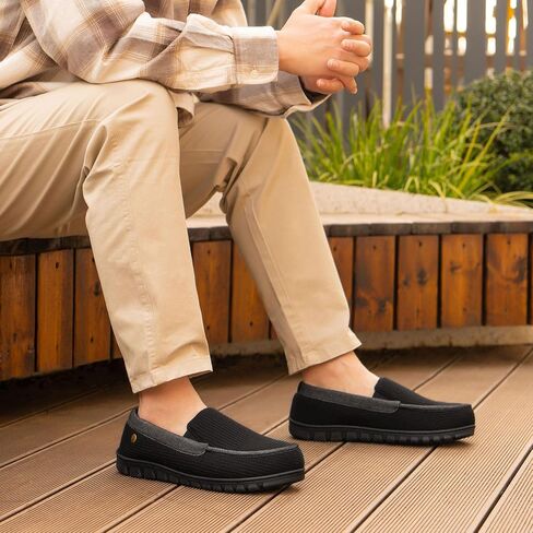 شباكات Longbay Men Memory Foam Loafer Slippers مريحة وافل متماسكة على أحذية Moc Hous in Saudi Arabia