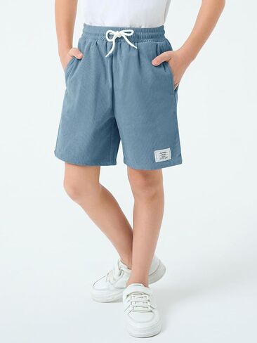 Haloumoning Boys Corduroy Shorts Kids Casual Elastic Waist Drawstring Summer Shorts with Pockets 5-14 Years in Kuwait