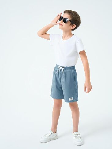 Haloumoning Boys Corduroy Shorts Kids Casual Elastic Waist Drawstring Summer Shorts with Pockets 5-14 Years in Kuwait