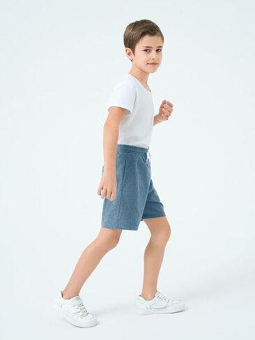 Haloumoning Boys Corduroy Shorts Kids Casual Elastic Waist Drawstring Summer Shorts with Pockets 5-14 Years in Kuwait