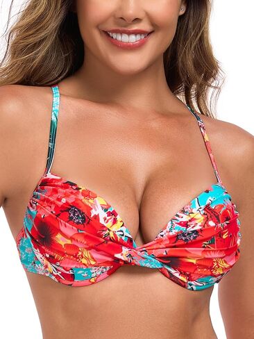 RELLECIGA Women’s Push Up Bikini Top Criss Cross Underwire Swimsuit Top for Women in Saudi Arabia