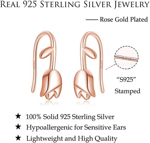 Reffeer Solid 925 Sterling Silver Flower Crawler Cuff Earrings Wraps for Women Teens Tulip Flower Wrap Earrings in Kuwait