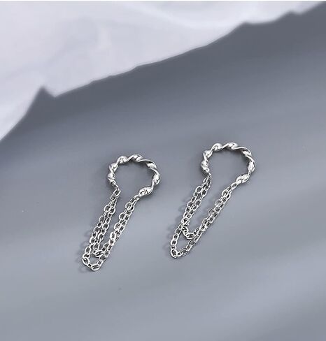 Reffeer Solid 925 Sterling Silver Cuff Earrings Chain Cartilage Wraps for Women Teens Minimalist Cuff Earrings No Piercing in Kuwait