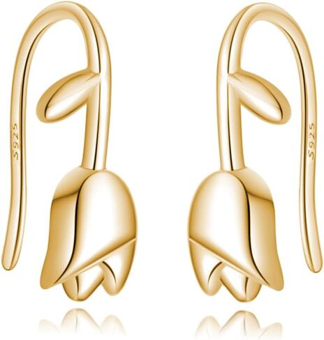 REFFEER SOLID 925 Sterling Silver Flower Caff Cuff Arrings Wraps for Women Teens Tulip Flower Wrap Marrings in Kuwait