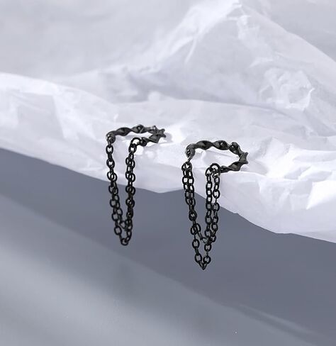 Reffeer Solid 925 Sterling Silver Cuff Earrings Chain Cartilage Wraps for Women Teens Minimalist Cuff Earrings No Piercing in Kuwait