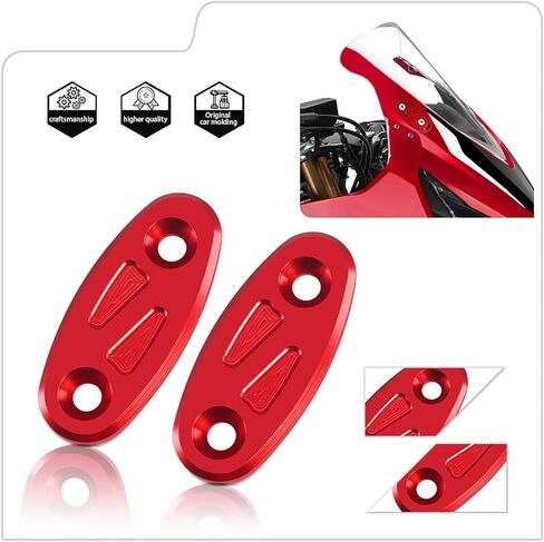 MFGZD Motorcycle Mirror Block Off Base Plates Compatible With CBR650R CBR650F CBR500R CBR300R CBR250R CBR400R 2019-2024 | 2PCS CNC Aluminum Rearview Mirror Block Off Base Decorative Plate (Red) in Saudi Arabia
