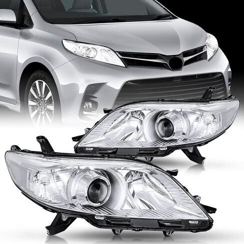 مجموعة المصابيح الأمامية Nilight متوافقة مع 2011 2012 2013 2014 2015 2016 2017 2018 2019 2020 Toyota Sienna Chrome الإسكان العنبر العاكس الشفاف استبدال مجموعة المصابيح الأمامية، ضمان لمدة عامين in Saudi Arabia