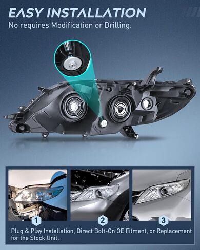 مجموعة المصابيح الأمامية Nilight متوافقة مع 2011 2012 2013 2014 2015 2016 2017 2018 2019 2020 Toyota Sienna Chrome الإسكان العنبر العاكس الشفاف استبدال مجموعة المصابيح الأمامية، ضمان لمدة عامين in Saudi Arabia