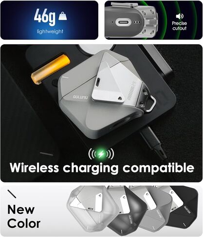 Aulumu A39 Geometric AirPods Pro 3 Case with Lock | Protective Cover with Nylon Buckle | Alloy Armour | Compatible with Apple AirPods Pro 3rd Generation Case (2025) - Black in Kuwait