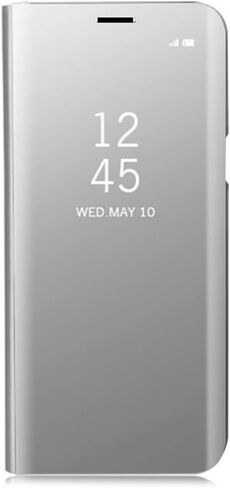 for Samsung Galaxy Note 8 Mirror Case, Plating PC Smart Clear View Window Vertical Flip Stand Cover Full Body Protective Shell with Screen Protector Kickstand for Galaxy Note 8 - Black in Saudi Arabia