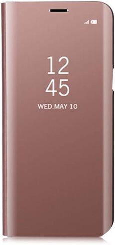 for Samsung Galaxy Note 8 Mirror Case, Plating PC Smart Clear View Window Vertical Flip Stand Cover Full Body Protective Shell with Screen Protector Kickstand for Galaxy Note 8 - Black in Saudi Arabia
