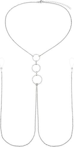 QWALIT Nipple Ring Stainless Steel Non Piercing Nipple Rings Nipplerings with Choker Chain Faux Body Piercing Jewelry for Women in Saudi Arabia