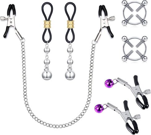QWALIT Nipple Ring Stainless Steel Non Piercing Nipple Rings Nipplerings with Choker Chain Faux Body Piercing Jewelry for Women in Saudi Arabia