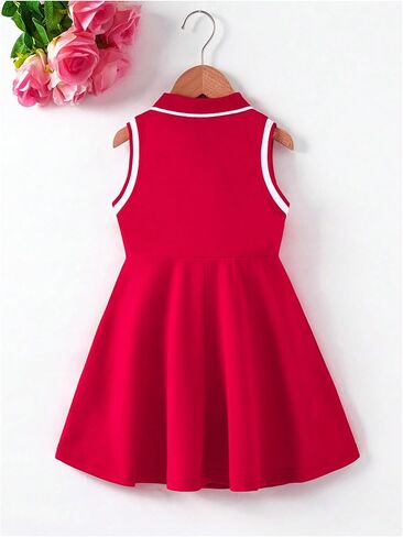 Verdusa Girl's Heart Print Sleeveless Collar Neck Button Front High Waist Flared A Line Dress in Saudi Arabia