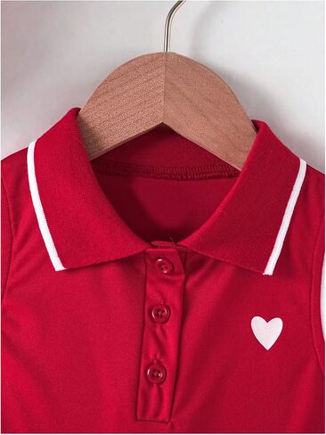 Verdusa Girl's Heart Print Sleeveless Collar Neck Button Front High Waist Flared A Line Dress in Saudi Arabia