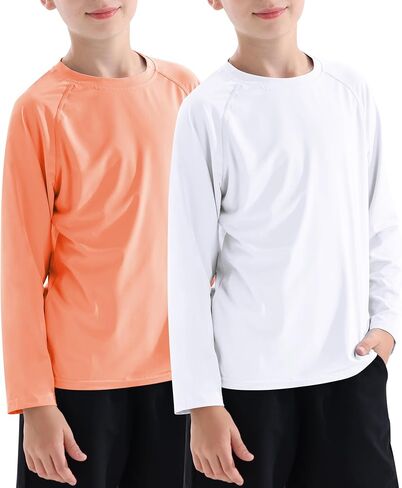 Boys' Rash Guard Long Sleeve Swim Shirt UPF 50+ Sun UV Protection Rashguard Kids Beach Fishing Shirts, 2 Pack in Saudi Arabia