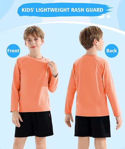 Boys' Rash Guard Long Sleeve Swim Shirt UPF 50+ Sun UV Protection Rashguard Kids Beach Fishing Shirts, 2 Pack in Saudi Arabia