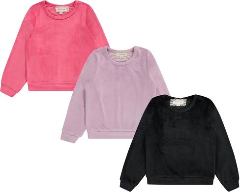BTween Girls' Cozy Velour Sweatshirt Set, 3-Pack of Soft Sweatshirts for Kids, Stylish Casual Outfits, Sizes 4-94 in Saudi Arabia