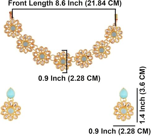 Efulgenz مجموعات المجوهرات الهندية للنساء مجوهرات بوليوود المجوهرات الهندية المختنق كوندان كريستال الزهور قلادة أقراط بوليوود مجموعة الزفاف الزفاف in Kuwait