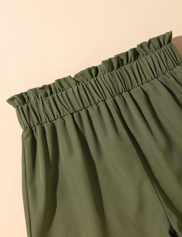 Girls Clothes V Neck Ruffle Short Sleeve T Shirts and Casual Shorts Set Girls Summer Outfits 7-14 Years in Saudi Arabia