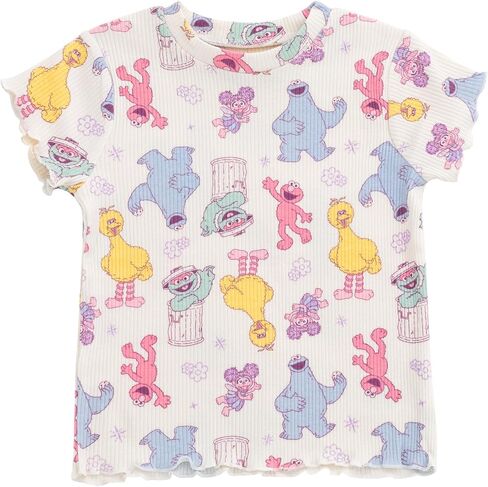 Sesame Street Ribbed T-Shirt and Shorts Outfit Set Newborn to Little Kid Sizes (0-3 Months - 5) in Saudi Arabia