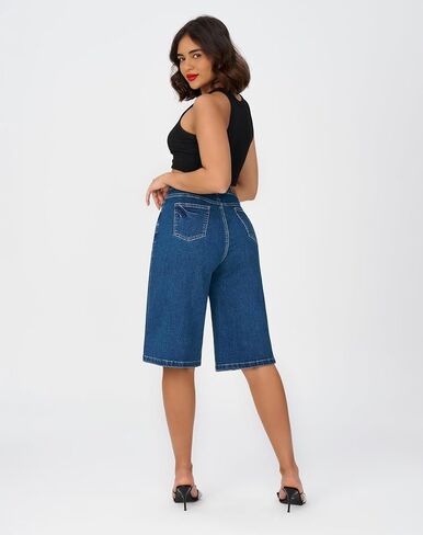 roswear Women's High Waisted Baggy Jean Shorts Stretchy Wide Leg Summer Casual Denim Jean Shorts in Saudi Arabia