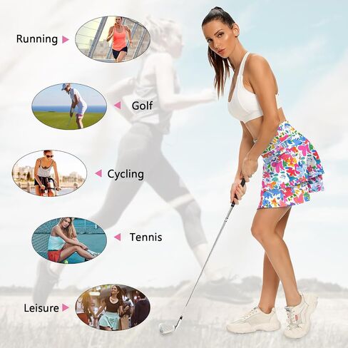 WOWENY Women's Athletic Pleated Tennis Skirt Ladies Active Layered Skort with Pocket Running Golf Skirt with Ruffle in Saudi Arabia