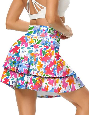 WOWENY Women's Athletic Pleated Tennis Skirt Ladies Active Layered Skort with Pocket Running Golf Skirt with Ruffle in Saudi Arabia