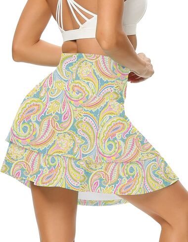 WOWENY Women's Athletic Pleated Tennis Skirt Ladies Active Layered Skort with Pocket Running Golf Skirt with Ruffle in Saudi Arabia