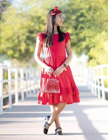 Arshiner Girls Dress Tween Boho Flutter Sleeve Tiered A Line Summer Dresses with Pockets in Saudi Arabia