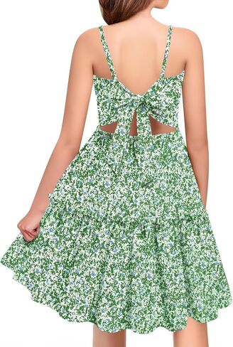 Arshiner Girls Tie Back Dress Spaghetti Strap Ruffle Hem Casual Summer Beach Sundress with Pockets in Kuwait