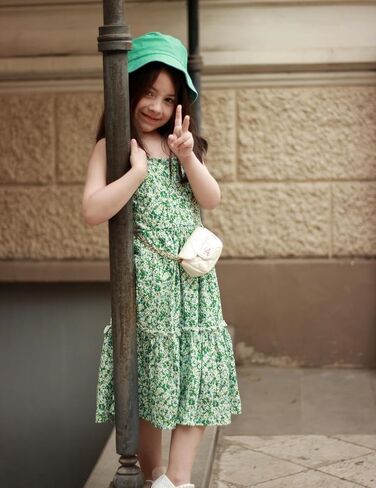 Arshiner Girls Tie Back Dress Spaghetti Strap Ruffle Hem Casual Summer Beach Sundress with Pockets in Kuwait